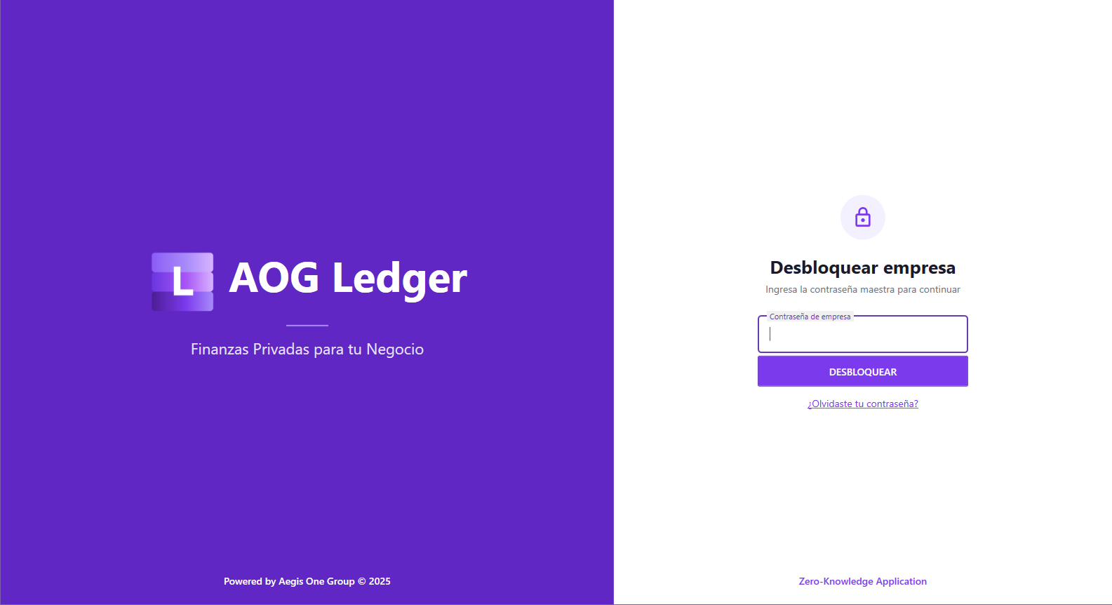 Login desbloquear bóveda